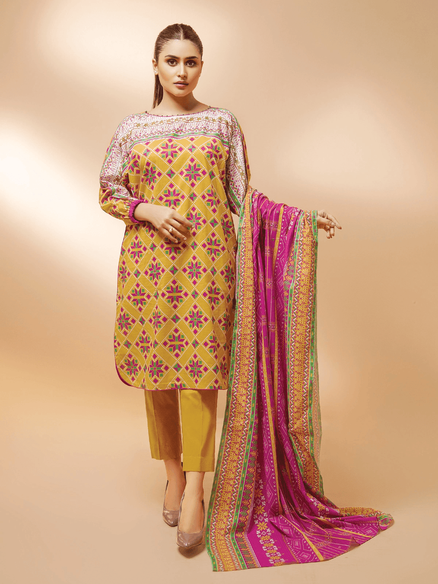 edenrobe Allure Cambric Unstitched 2Pc Printed Suit EWU21A7-21285 - FaisalFabrics.pk
