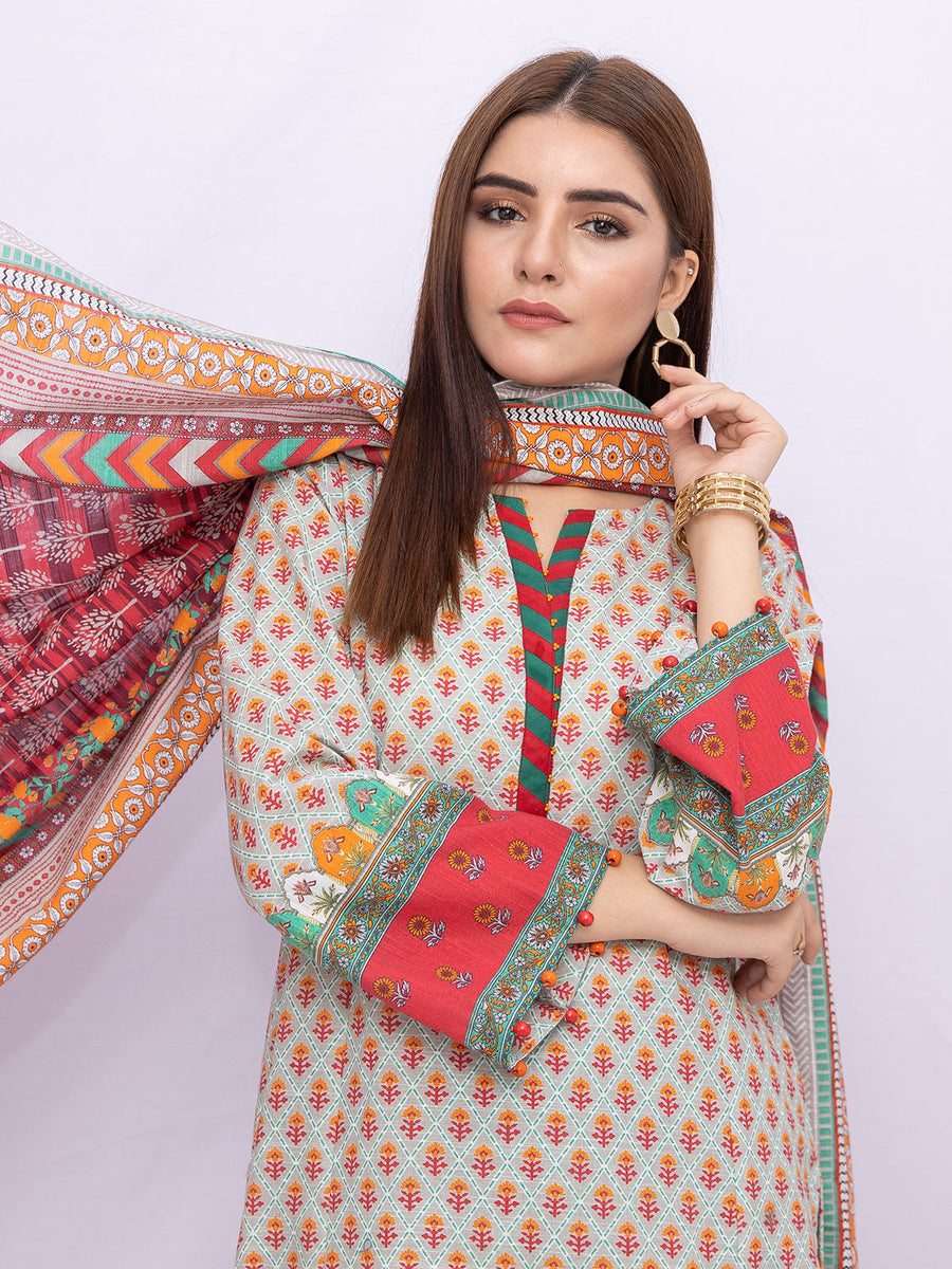 edenrobe Women Unstitched Allure Khaddar EWU21A9-21461 - Grey - 3 Piece - FaisalFabrics.pk