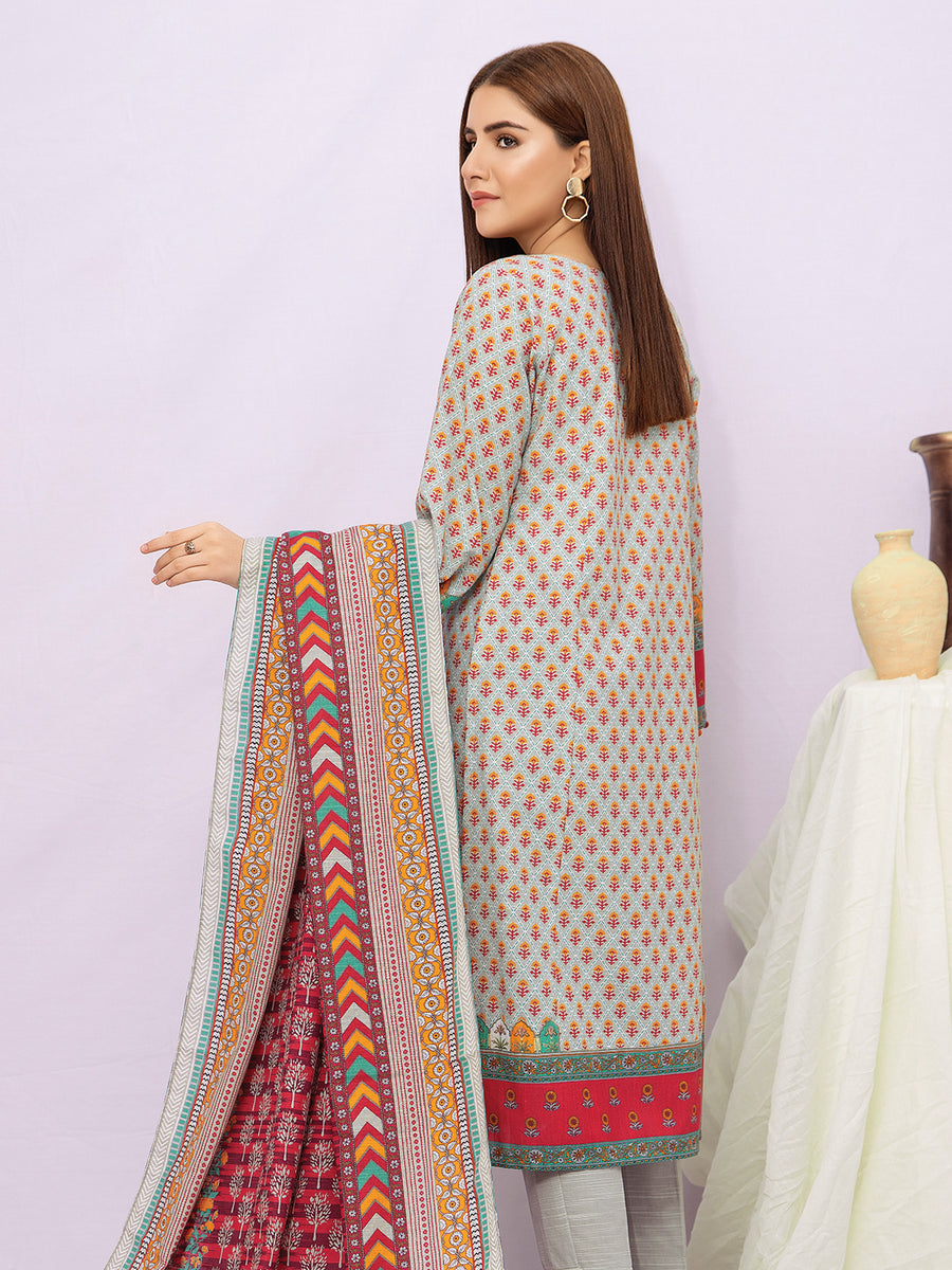 edenrobe Women Unstitched Allure Khaddar EWU21A9-21461 - Grey - 3 Piece - FaisalFabrics.pk