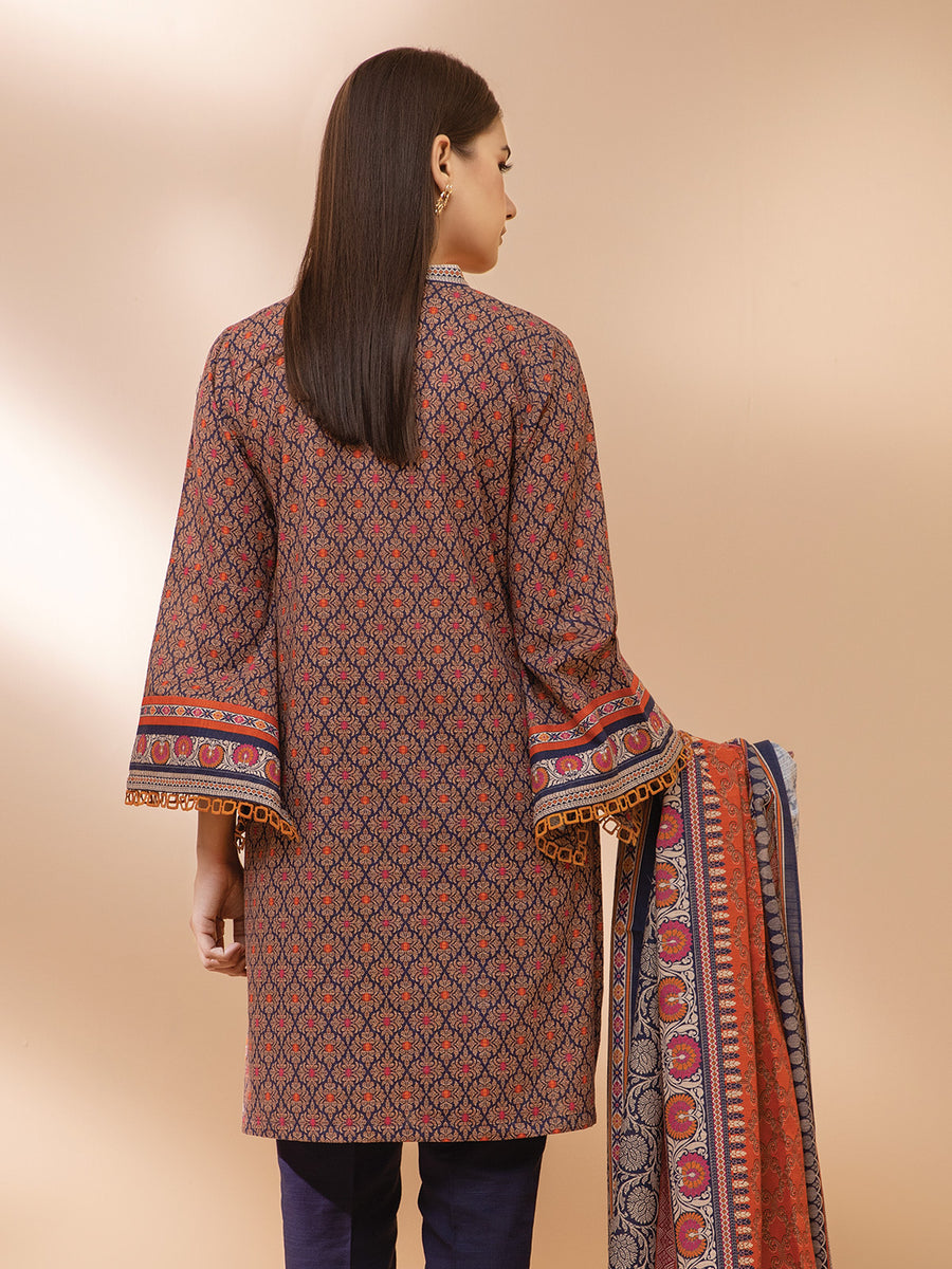 edenrobe Women Unstitched Allure Khaddar EWU21A9-21462 - Multi - 3 Piece - FaisalFabrics.pk