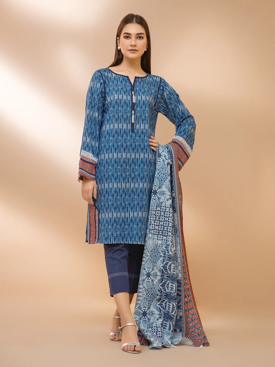 edenrobe Allure Khaddar Unstitched Printed 3pc Suit EWU21A9-21463 - FaisalFabrics.pk
