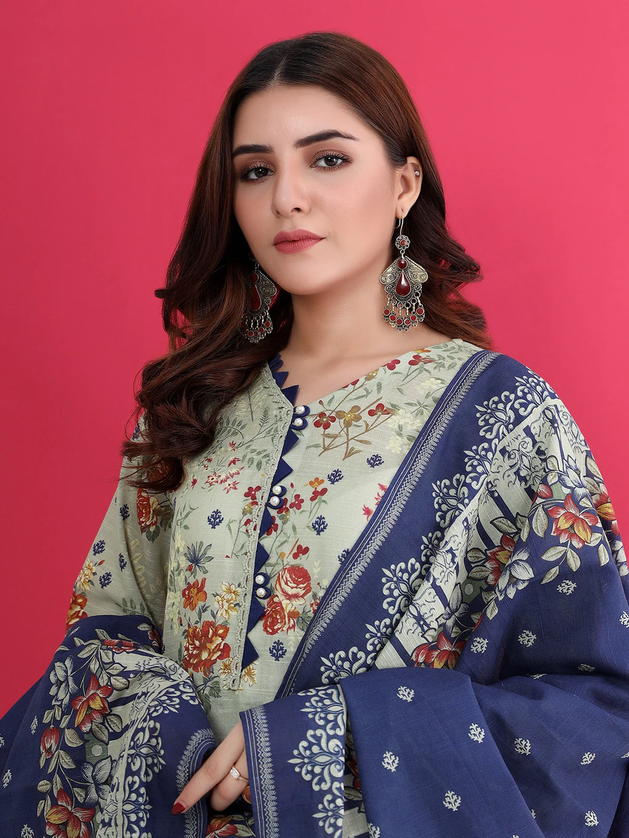 edenrobe Allure Khaddar Unstitched Printed 3pc Suit EWU21A9-21464 - FaisalFabrics.pk