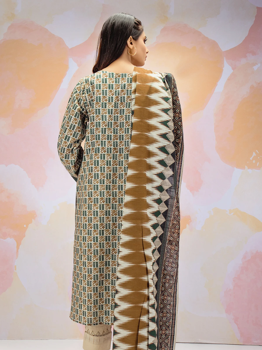 edenrobe Allure Khaddar Unstitched Printed 3pc Suit EWU21A9-21466 - FaisalFabrics.pk