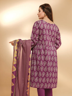 edenrobe Women Unstitched Allure Khaddar EWU21A9-21469 - Mauve - 3 Piece - FaisalFabrics.pk