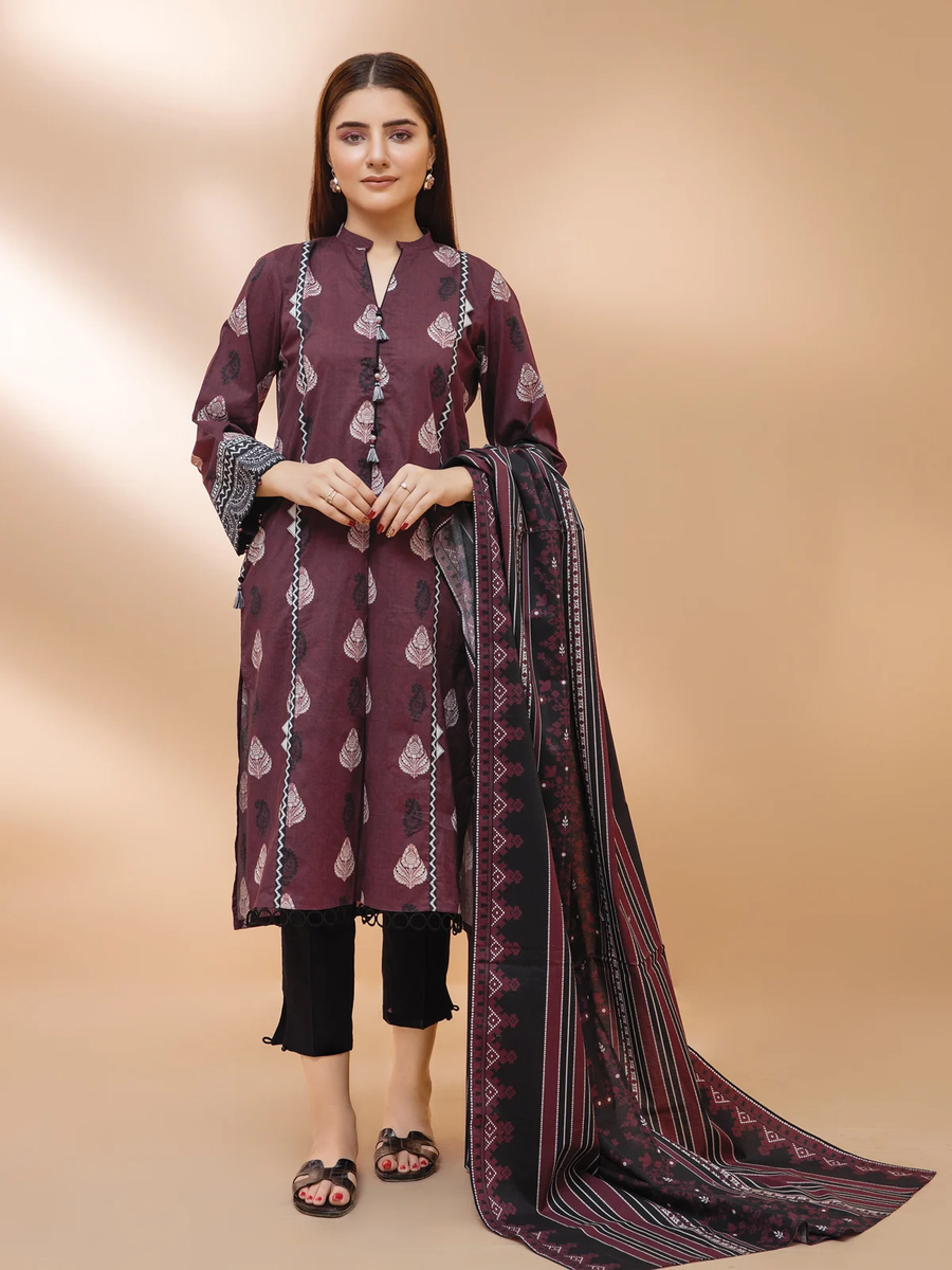 edenrobe Allure Khaddar Unstitched Printed 3pc Suit EWU21A9-21472 - FaisalFabrics.pk