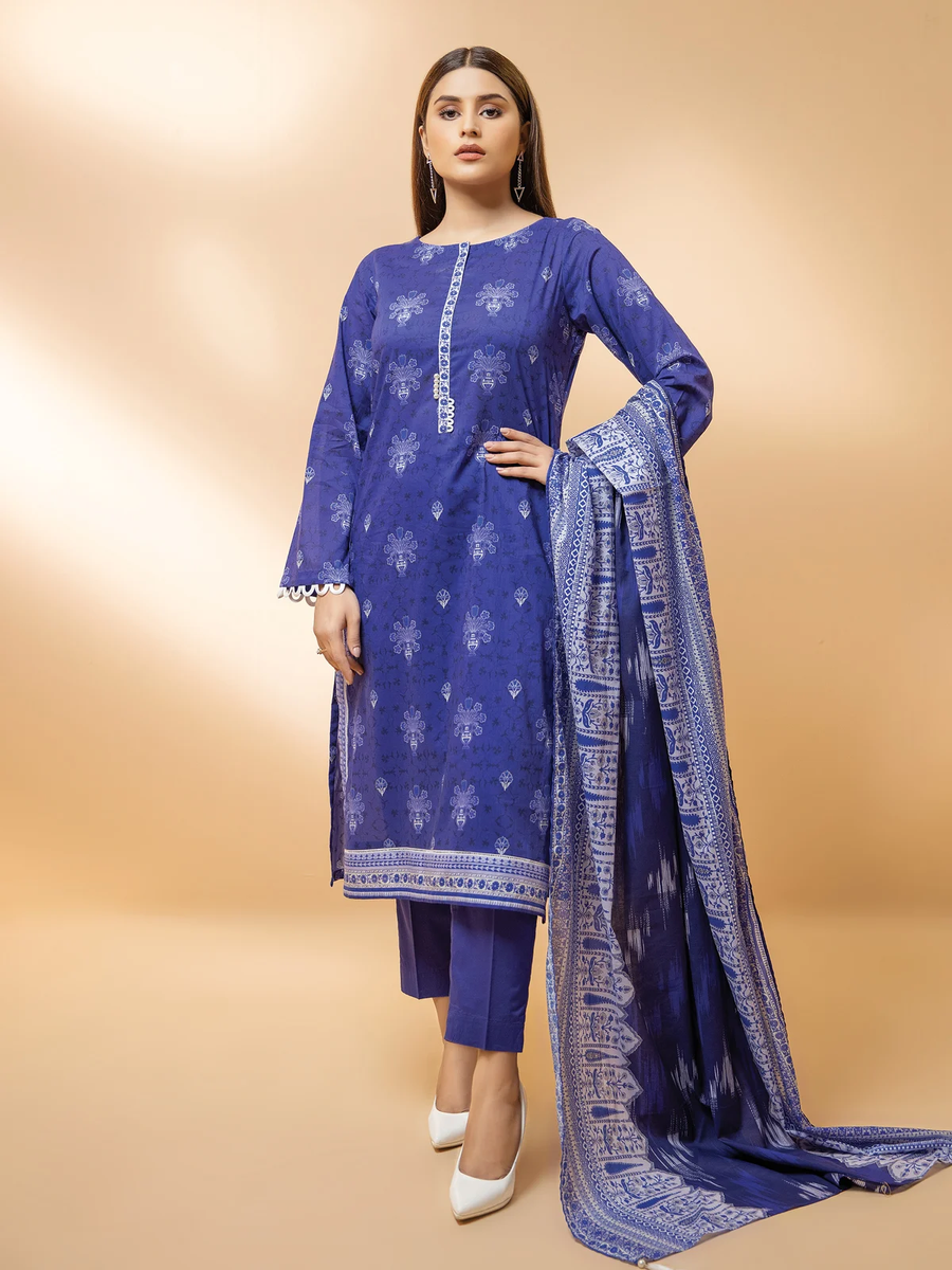 edenrobe Allure Khaddar Unstitched Printed 3pc Suit EWU21A9-21473 - FaisalFabrics.pk