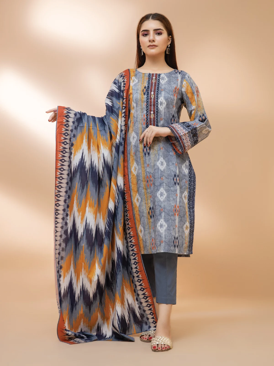 edenrobe Allure Khaddar Unstitched Printed 3pc Suit EWU21A9-21477 - FaisalFabrics.pk