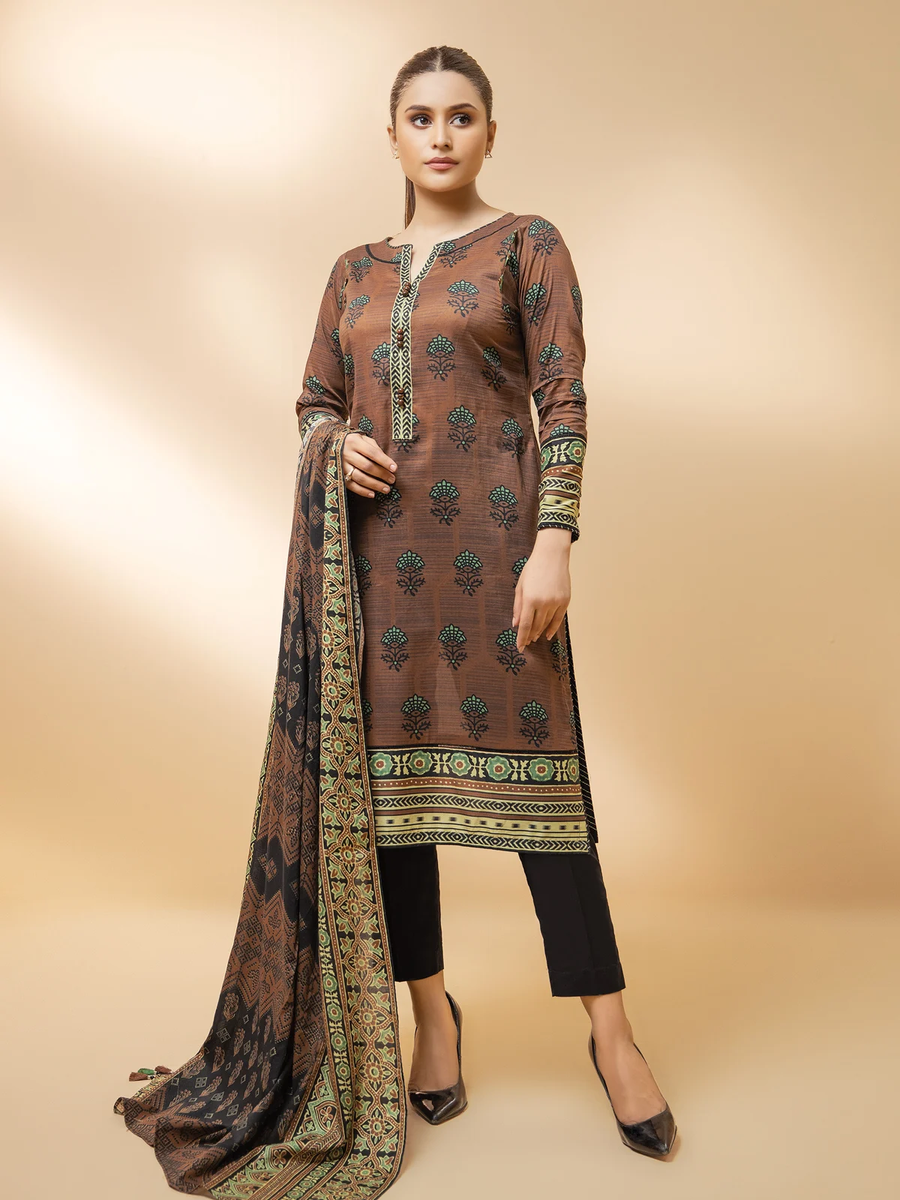 edenrobe Allure Khaddar Unstitched Printed 3pc Suit EWU21A9-21478 - FaisalFabrics.pk