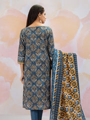 edenrobe Women Unstitched Allure Khaddar EWU21A9-21483 - Blue - 3 Piece - FaisalFabrics.pk