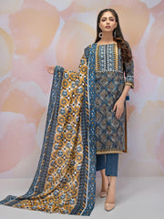 edenrobe Women Unstitched Allure Khaddar EWU21A9-21483 - Blue - 3 Piece - FaisalFabrics.pk