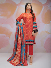 edenrobe Women Unstitched Allure Khaddar EWU21A9-21485 - Coral - 3 Piece - FaisalFabrics.pk