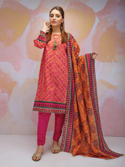 edenrobe Women Unstitched Allure Khaddar EWU21A9-21486 - Coral - 3 Piece - FaisalFabrics.pk