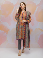 edenrobe Women Unstitched Allure Khaddar EWU21A9-21487 - Dark Sage - 3 Piece - FaisalFabrics.pk