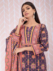 edenrobe Women Unstitched Allure Khaddar EWU21A9-21488 - Dark Purple - 3 Piece - FaisalFabrics.pk