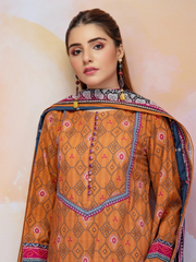 edenrobe Women Unstitched Allure Khaddar EWU21A9-21493 - Brown - 3 Piece - FaisalFabrics.pk