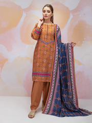 edenrobe Women Unstitched Allure Khaddar EWU21A9-21493 - Brown - 3 Piece - FaisalFabrics.pk