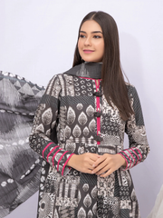 edenrobe Women Unstitched Allure Khaddar EWU21A9-21494 - Dark Grey - 3 Piece - FaisalFabrics.pk