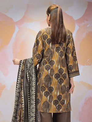 edenrobe Women Unstitched Allure Khaddar EWU21A9-21496 - Golden Brown - 3 Piece - FaisalFabrics.pk