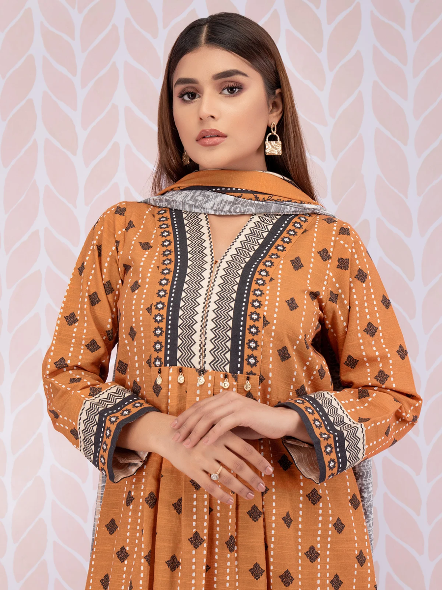 edenrobe Allure Khaddar Unstitched Printed 3pc Suit EWU21A9-21497 - FaisalFabrics.pk