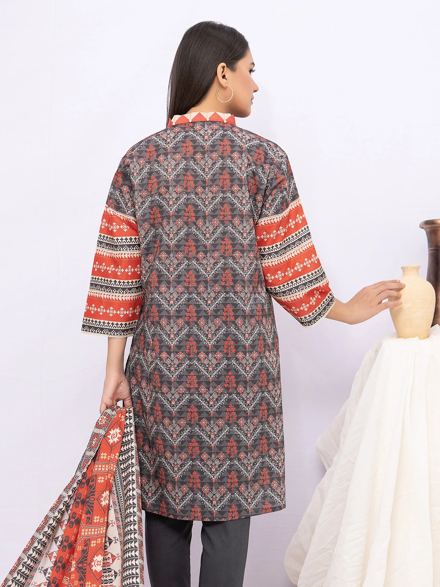 edenrobe Women Unstitched Allure Khaddar EWU21A9-21499 - Grey - 3 Piece - FaisalFabrics.pk