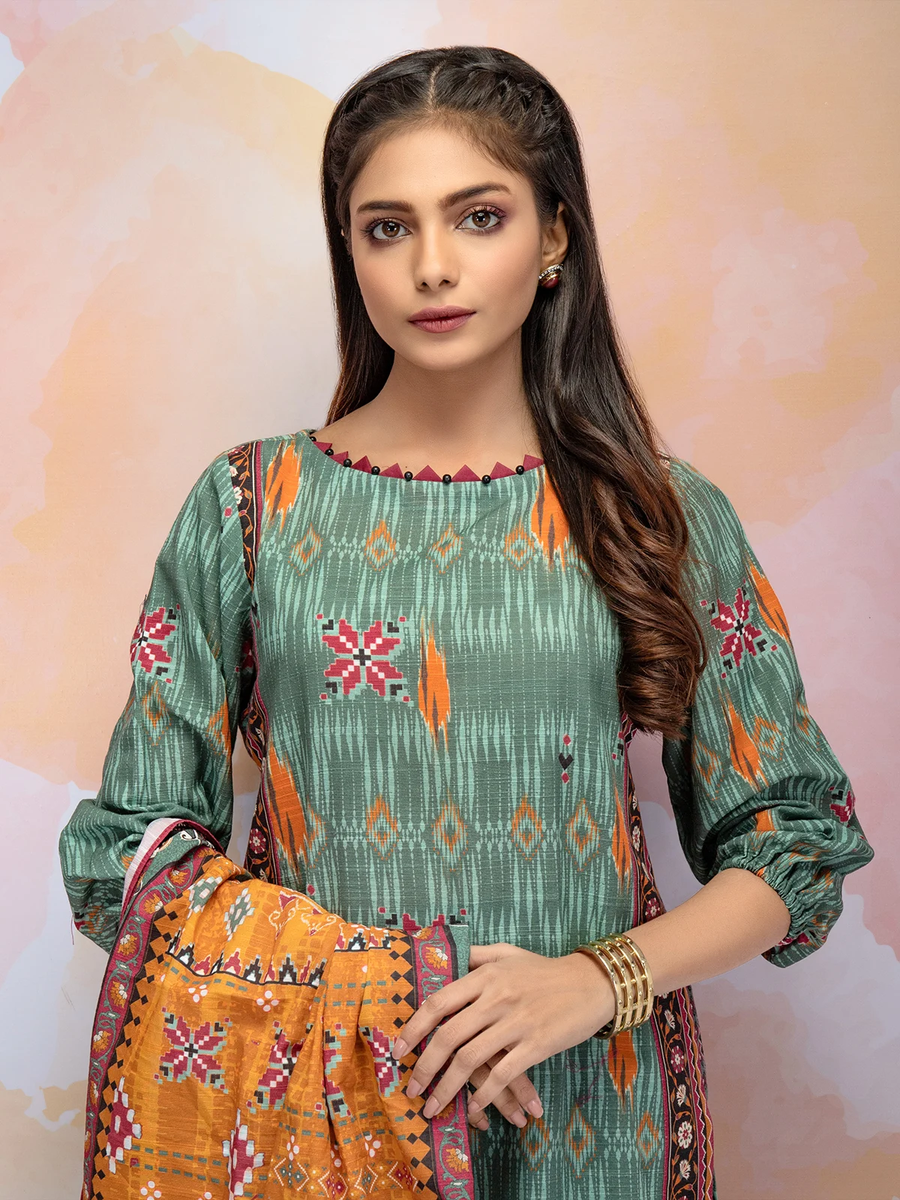 edenrobe Allure Khaddar Unstitched Printed 3pc Suit EWU21A9-21506 - FaisalFabrics.pk