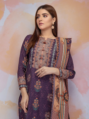 edenrobe Women Unstitched Allure Khaddar EWU21A9-21508 - Purple - 3 Piece - FaisalFabrics.pk