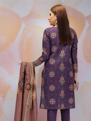 edenrobe Women Unstitched Allure Khaddar EWU21A9-21508 - Purple - 3 Piece - FaisalFabrics.pk