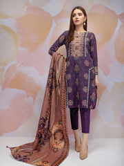 edenrobe Women Unstitched Allure Khaddar EWU21A9-21508 - Purple - 3 Piece - FaisalFabrics.pk