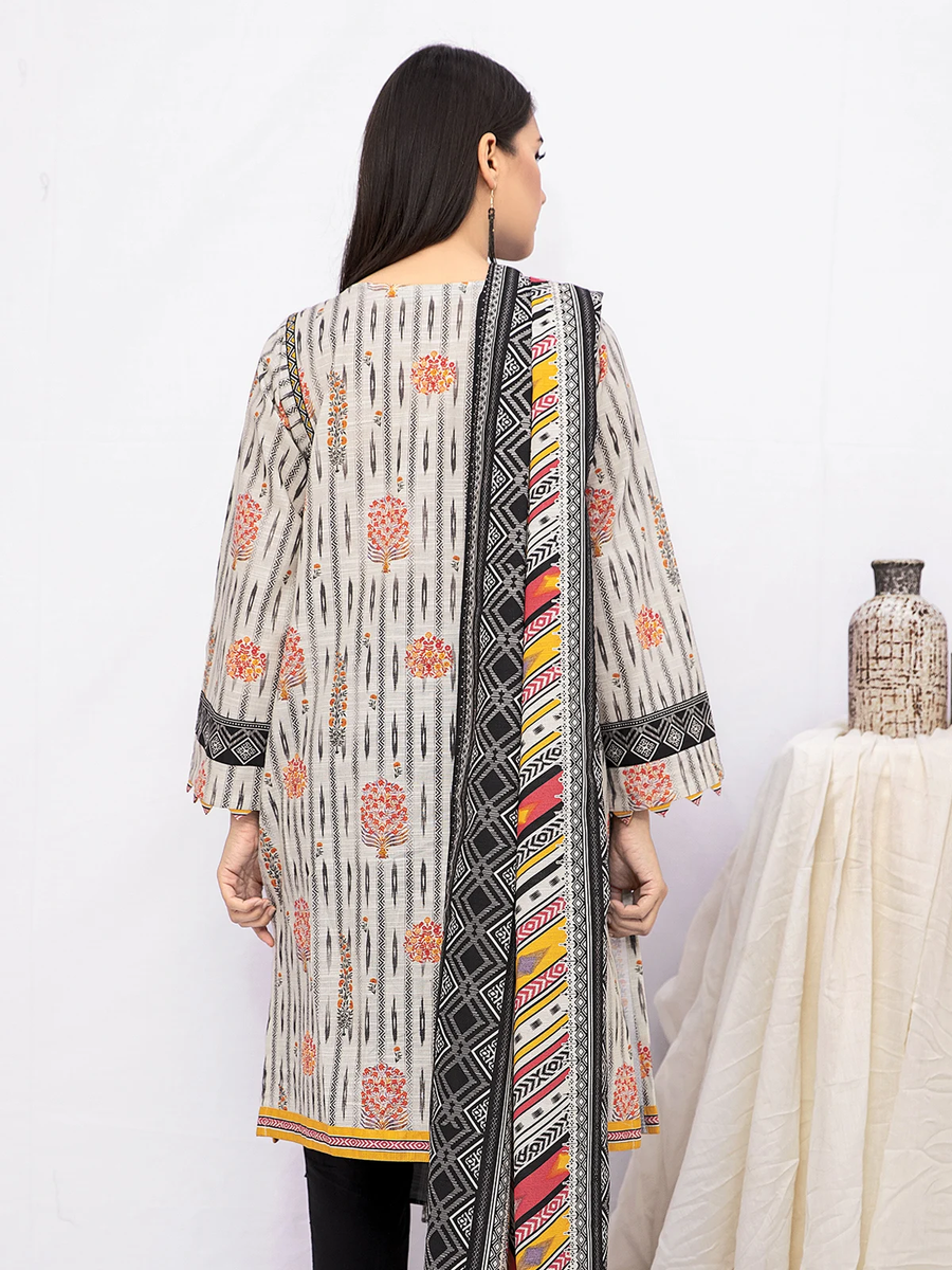 edenrobe Women Unstitched Allure Khaddar EWU21A9-21520 - Pearl White - 2 Piece - FaisalFabrics.pk