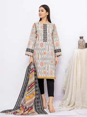 edenrobe Women Unstitched Allure Khaddar EWU21A9-21520 - Pearl White - 2 Piece - FaisalFabrics.pk