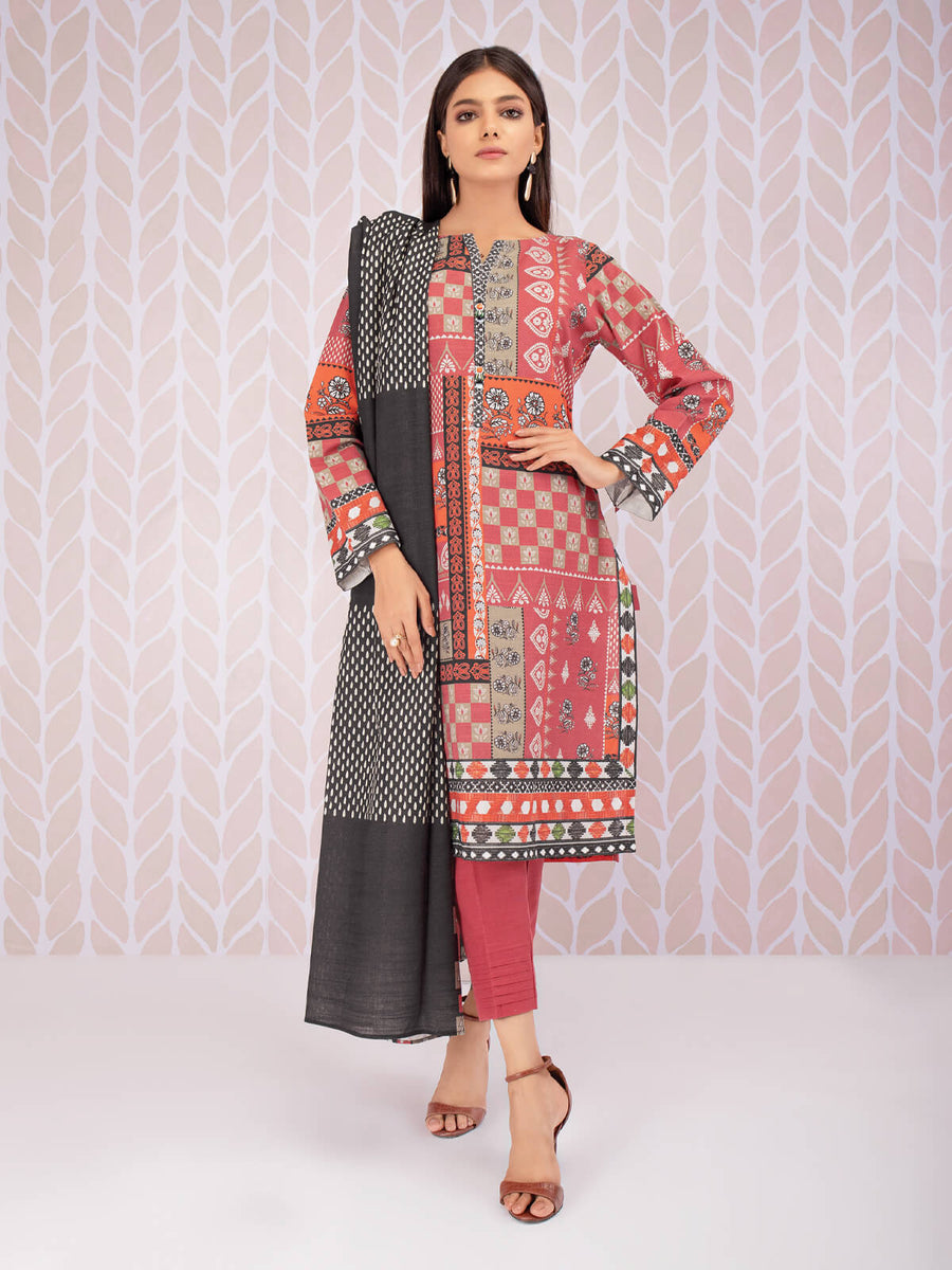 edenrobe Women Unstitched Allure Khaddar EWU21A9-21534 - Rust - 2 Piece - FaisalFabrics.pk