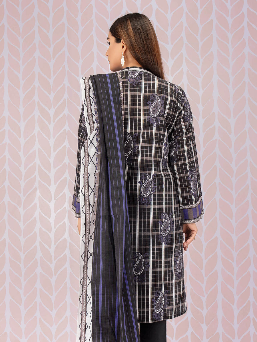 edenrobe Women Unstitched Allure Khaddar EWU21A9-21538 - Black - 2 Piece - FaisalFabrics.pk