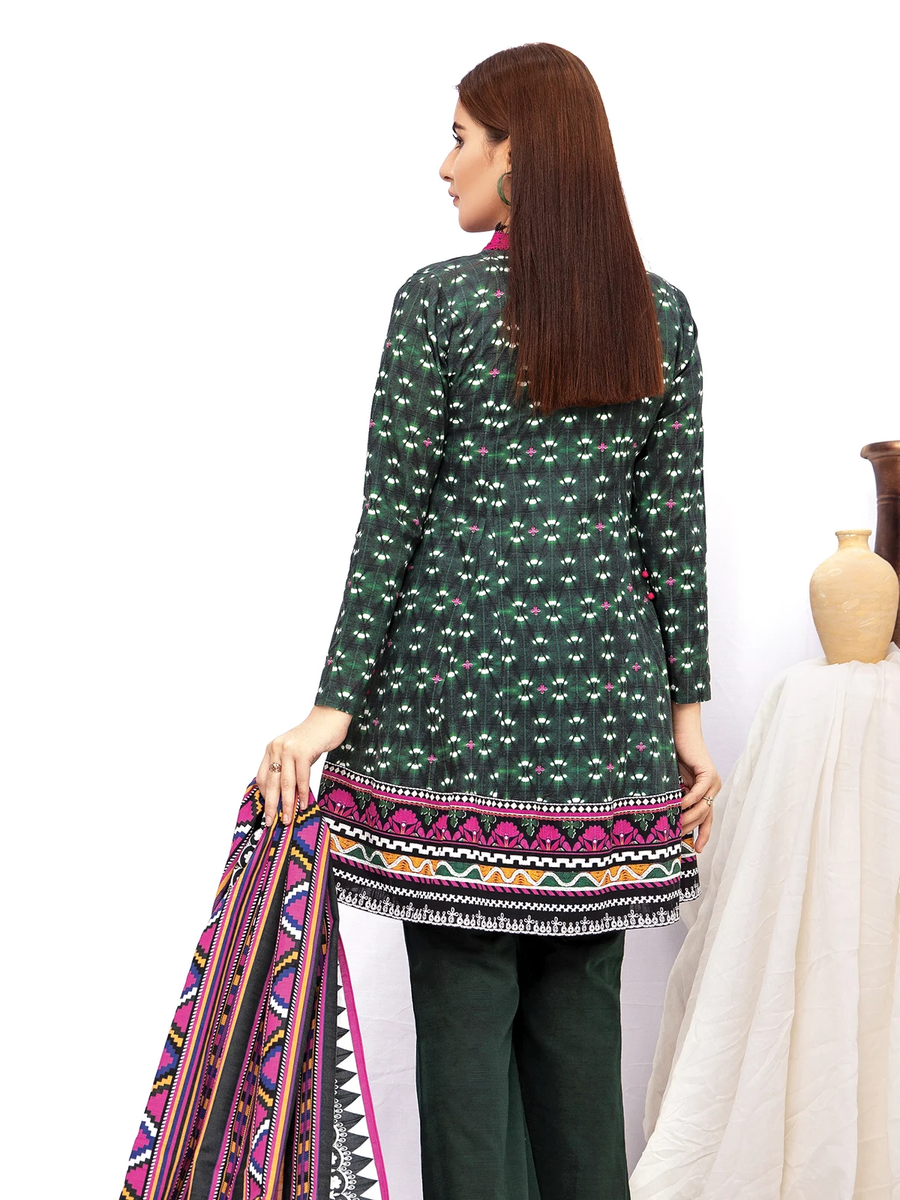 edenrobe Women Unstitched Allure Khaddar EWU21A9-21542 - Green - 2 Piece - FaisalFabrics.pk