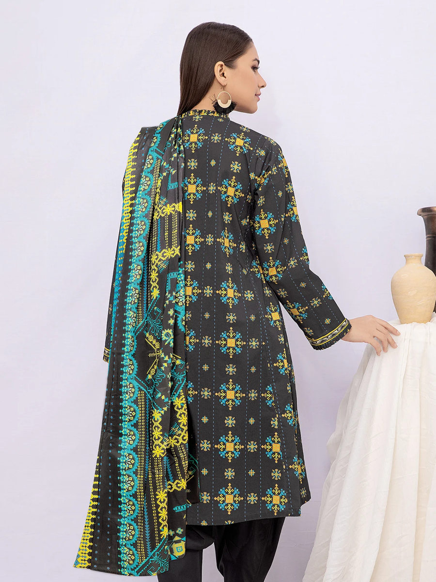 edenrobe Women Unstitched Allure Khaddar EWU21A9-21548 - Dark Grey - 2 Piece - FaisalFabrics.pk