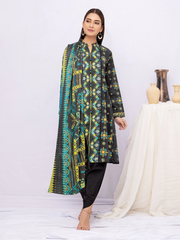 edenrobe Women Unstitched Allure Khaddar EWU21A9-21548 - Dark Grey - 2 Piece - FaisalFabrics.pk