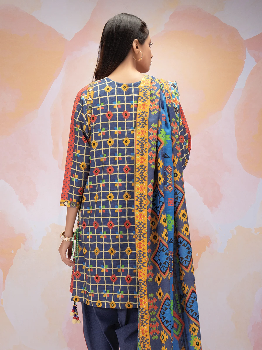 edenrobe Allure Khaddar Unstitched Printed 3pc Suit EWU21A9-21595 - FaisalFabrics.pk