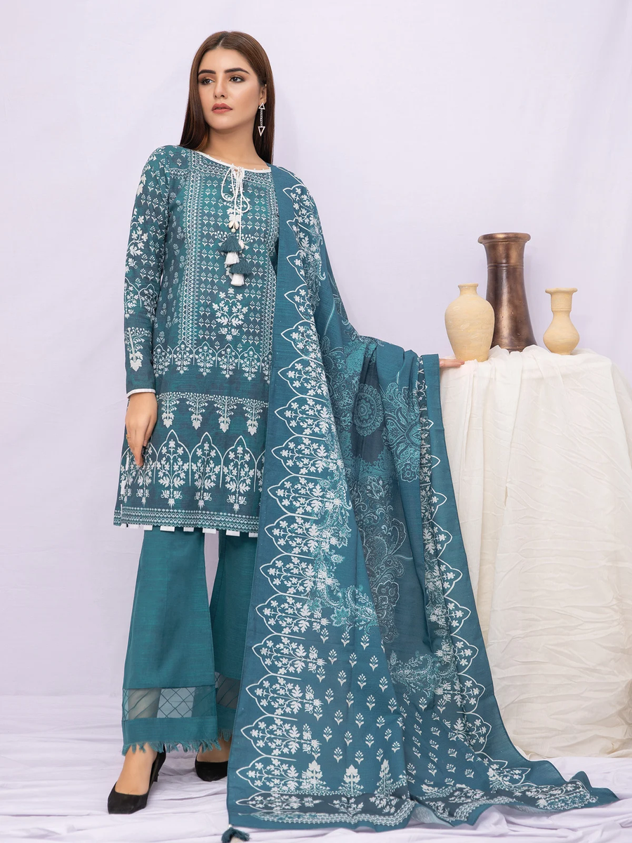 edenrobe Allure Khaddar Unstitched Printed 3pc Suit EWU21A9-21603 - FaisalFabrics.pk
