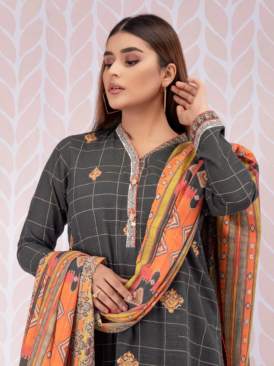 edenrobe Shades of Winter Crepe Embroidered 3pc Suit EWU21V11-21644 - FaisalFabrics.pk