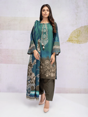 edenrobe Women Unstitched Shades Of Winter EWU21V11-21745 - Teal - 3 Piece - FaisalFabrics.pk