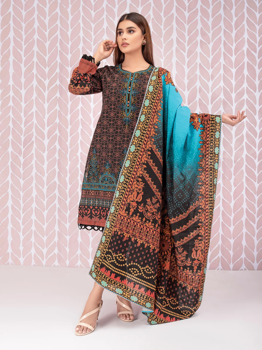 edenrobe Shades of Winter Embroidered Viscose 3pc Suit EWU21V11-21746 - FaisalFabrics.pk