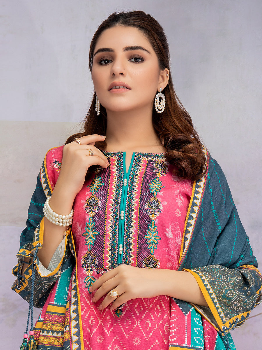 edenrobe Women Unstitched Shades Of Winter EWU21V11-21749 - Pink - 3 Piece - FaisalFabrics.pk