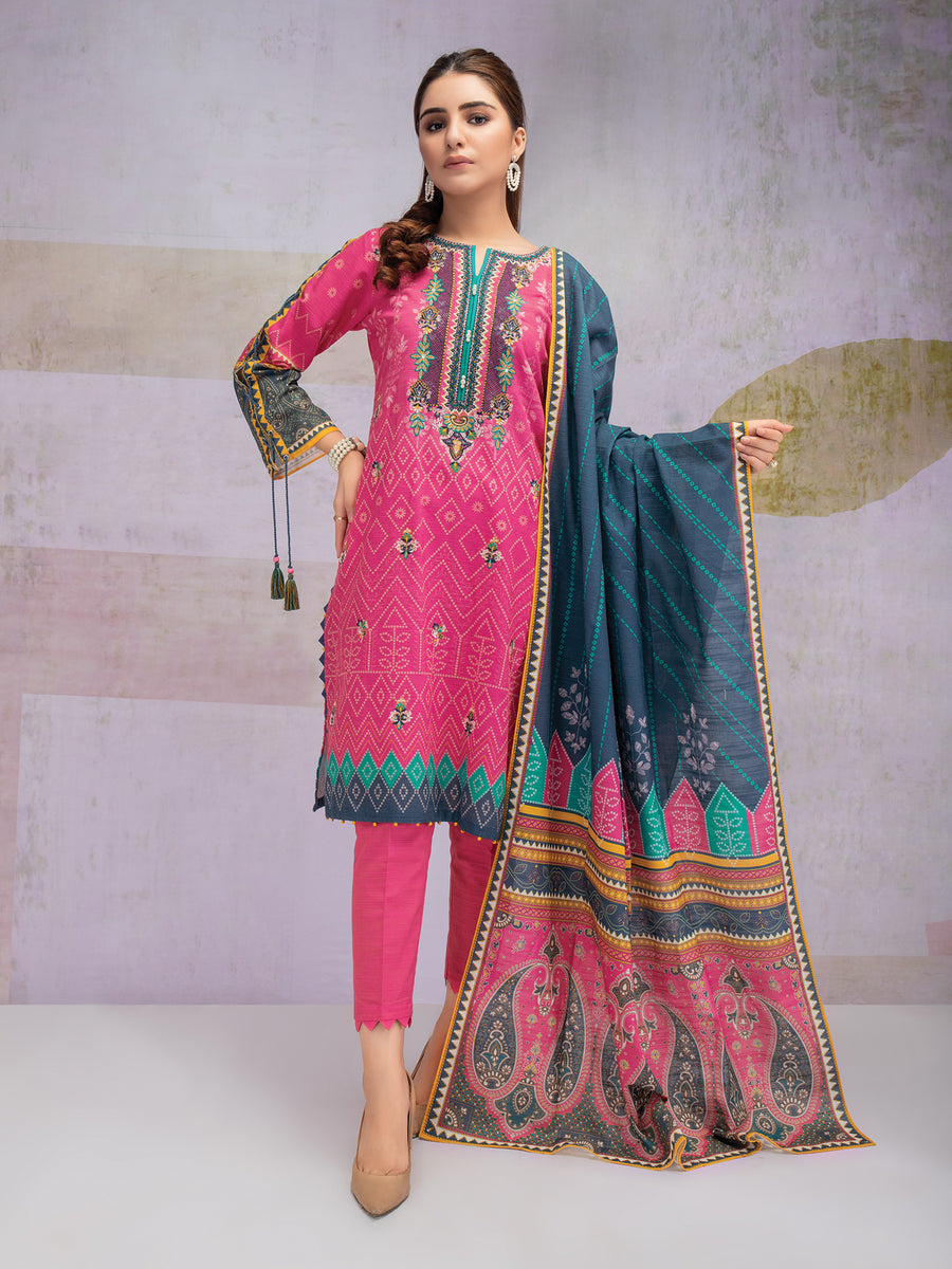 edenrobe Women Unstitched Shades Of Winter EWU21V11-21749 - Pink - 3 Piece - FaisalFabrics.pk