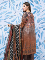 edenrobe Womens Unstitched Orhni Viscose EWU21V11-21751 - Brown - 3 Piece - FaisalFabrics.pk