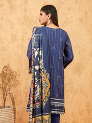 edenrobe Women Unstitched Shades Of Winter EWU21V11-21760 - Navy Blue - 3 Piece - FaisalFabrics.pk