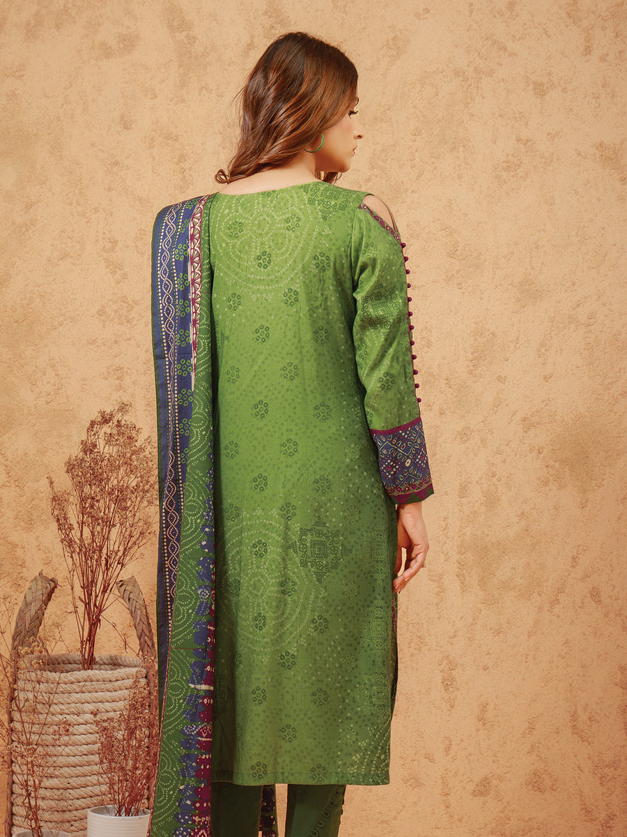 edenrobe Women Unstitched Shades Of Winter EWU21V11-21764 - Green - 3 Piece - FaisalFabrics.pk