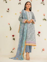 edenrobe Premium Lawn Unstitched 3Pc Embroidered Suit EWU21V2-20410 - FaisalFabrics.pk