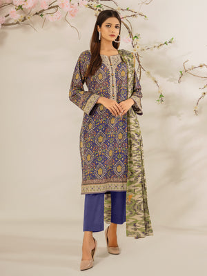 edenrobe Premium Lawn Unstitched 3Pc Embroidered Suit EWU21V2-20411 - FaisalFabrics.pk