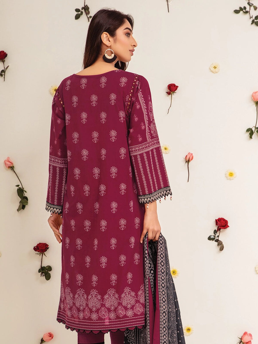 edenrobe Premium Lawn Unstitched 3 Piece Embroidered Suit EWU21V2-20418 - FaisalFabrics.pk