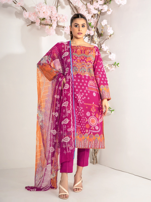 edenrobe Nayab Lawn Unstitched 3pc Embroidered Suit EWU21V2-20447 - FaisalFabrics.pk