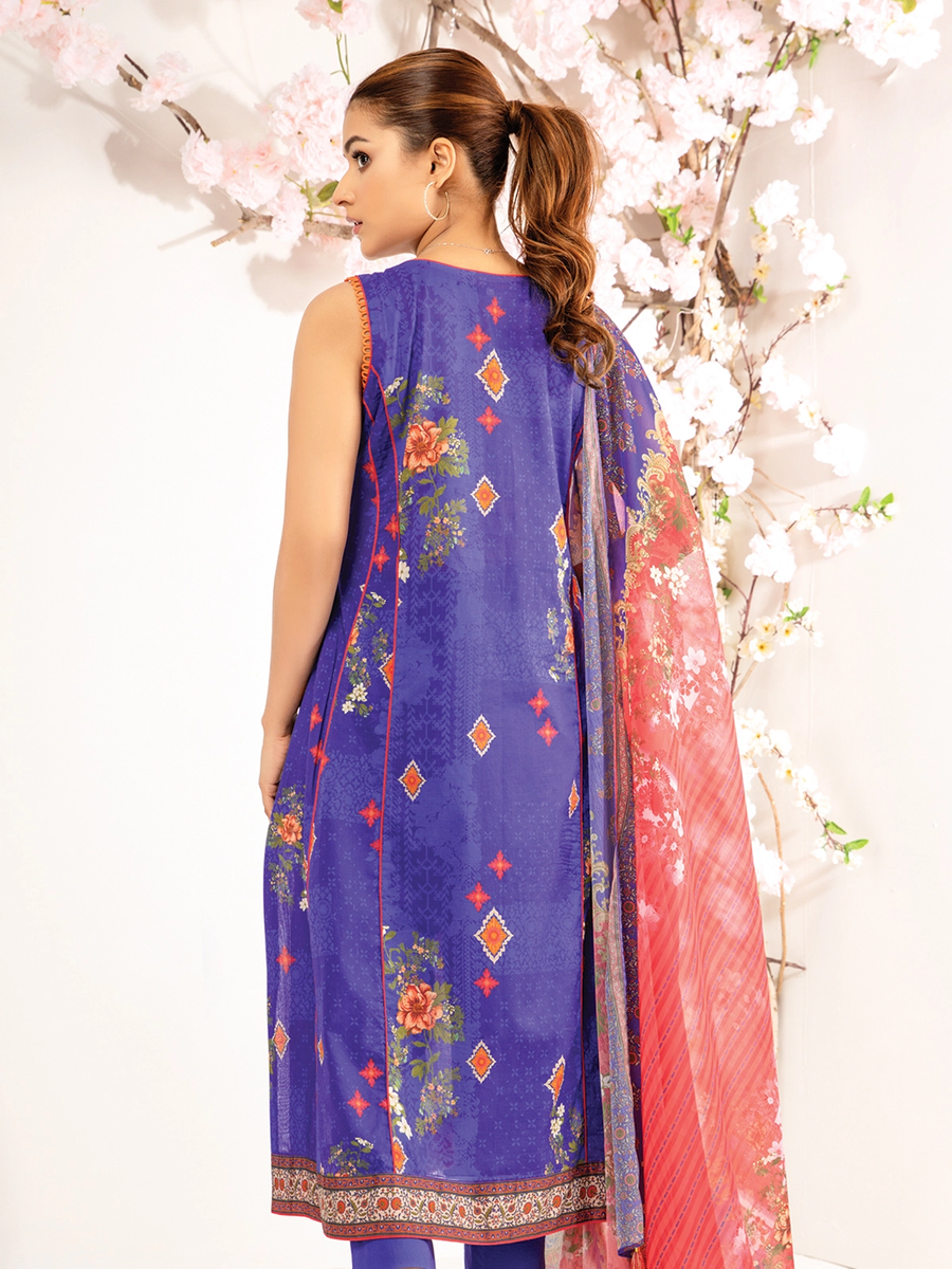 edenrobe Nayab Lawn Unstitched 3pc Embroidered Suit EWU21V2-20448 - FaisalFabrics.pk
